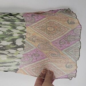 Sparkly Green, Pink, Orange Sheer Scarf Rectangle 66" X 10"